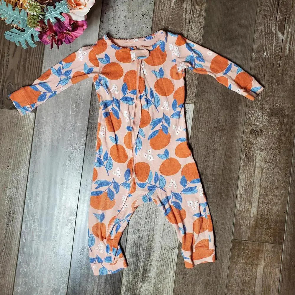 Just One You by Carter's Peach Fruit One Piece Romper Size 12m Girls